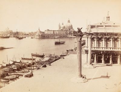 Veduta della Piazzetta e dell'isola della Giudecca dal balcone del Palazzo Ducale, Venezia, Stamp...