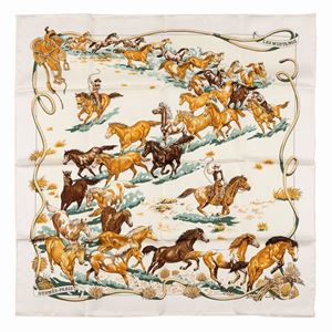 Les Mustangs silk twill scarf