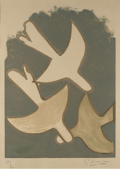 Le oiseaux blancs, litografia su carta