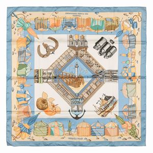 Charmes des Plages Normandes silk twill scarf