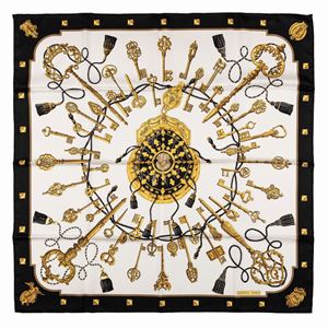 Les Clefs silk twill scarf