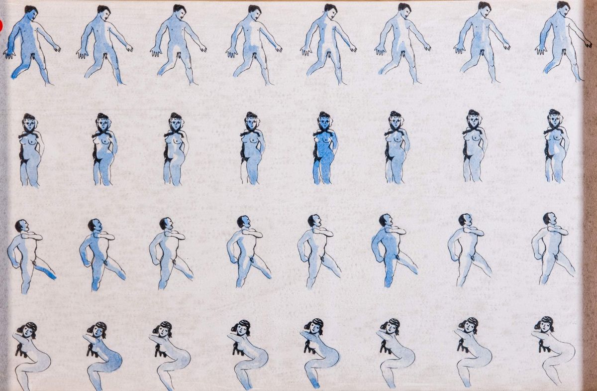 Enrico Baj - L’homme, la femme et les vêtements - cartella contenente 4 serigrafie ritoccate a ma...