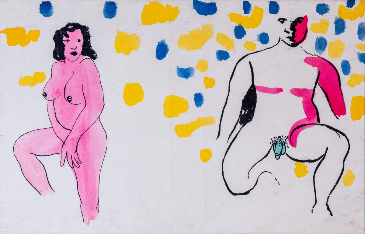 Enrico Baj - L’homme, la femme et les vêtements - cartella contenente 4 serigrafie ritoccate a ma...