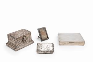 Four silver and metal silver gild objects, XX Century