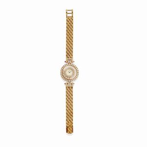 A18k yellow gold and diamond lady's wristwatch, "Happy Diamonds", Chopard, defects (broken glass and not working)