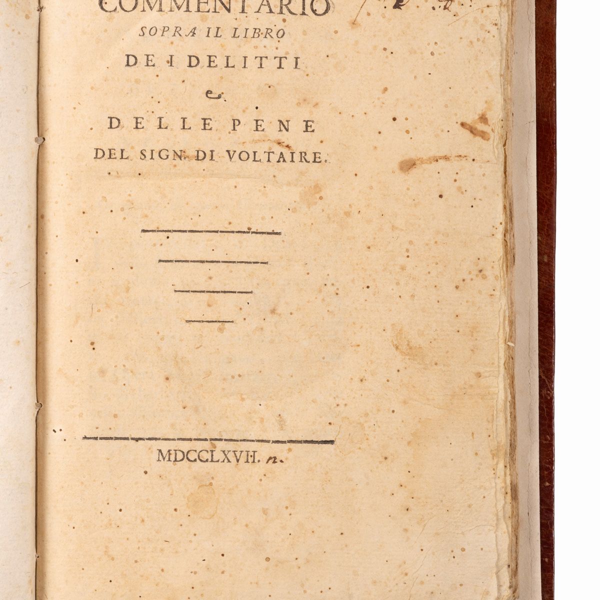 Francois Marie Arouet De Voltaire - Commentario sopra il libro dei delitti e delle pene, prima ed...