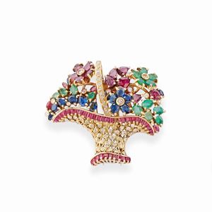 Spilla cestino fiorito