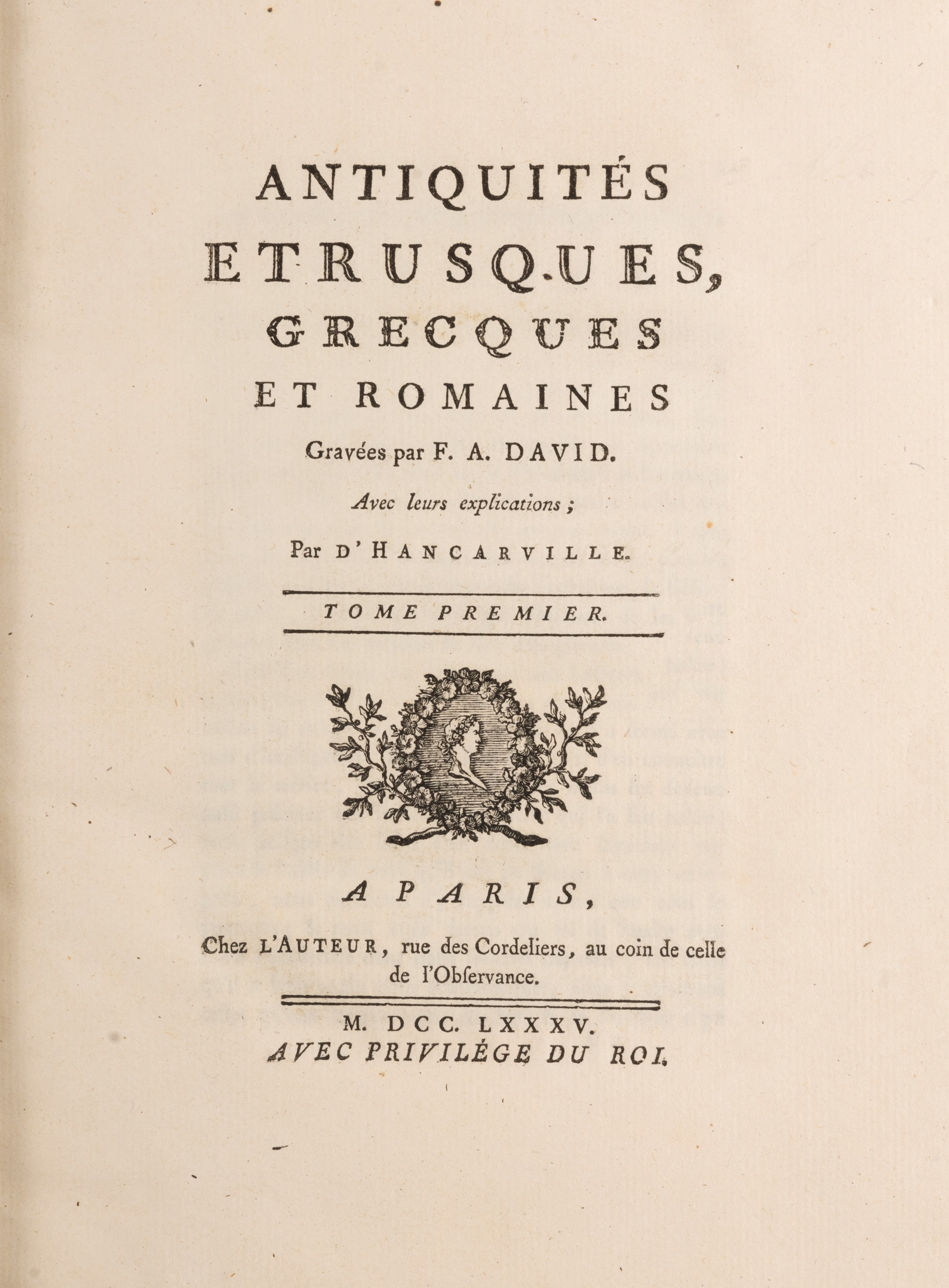 François-Anne David e Pierre François Hughes d'Hancarville, Antiquités étrusques, grecques et rom...