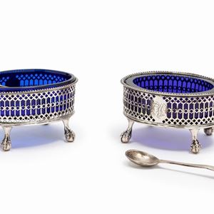 Couple of silver salt cellars, Sheffield, 1813