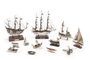 A silver and metal boat collection, Italy and England, 20th Century