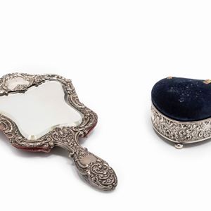 A silver pincushion and vanity mirror, Chester and Birmingham, early 20th Century