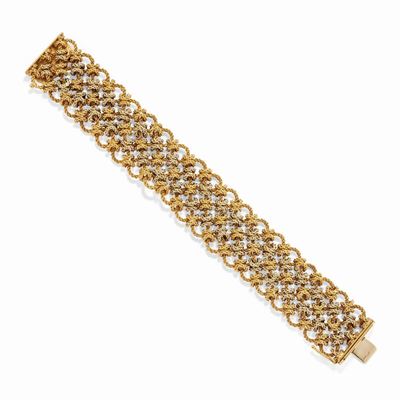 Bracciale in oro bicolore 18k, lavorazione intrecciata