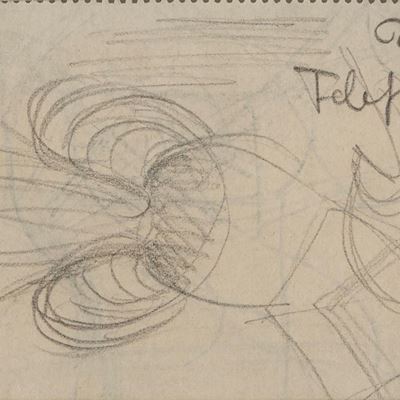 Abbozzo per vaso; Studio di paesaggio (forme di spazio), grafite su carta