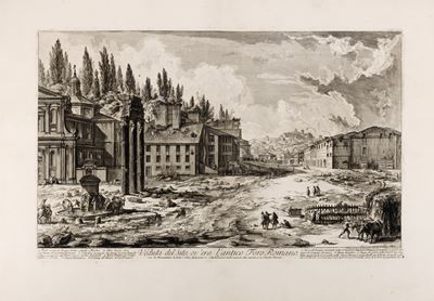 Veduta del Sito ov'era l'antico Foro Romano, acquaforte