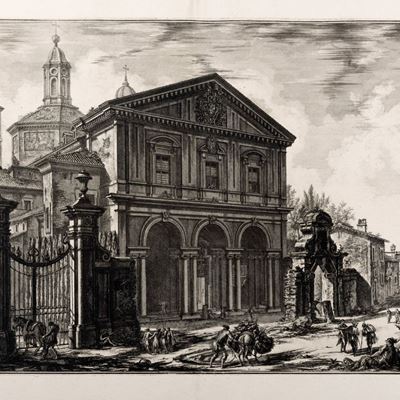 Veduta della Basilica di S. Sebastiano fuori delle mura di Roma, su la via Appia, acquaforte