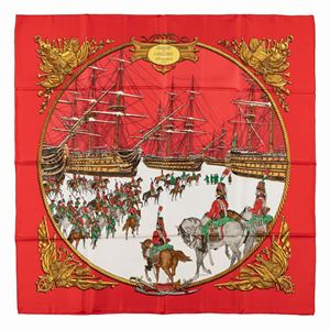 Marine et Cavalerie silk twill scarf