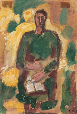 Figura con libro (recto) ; Studi a china (verso)