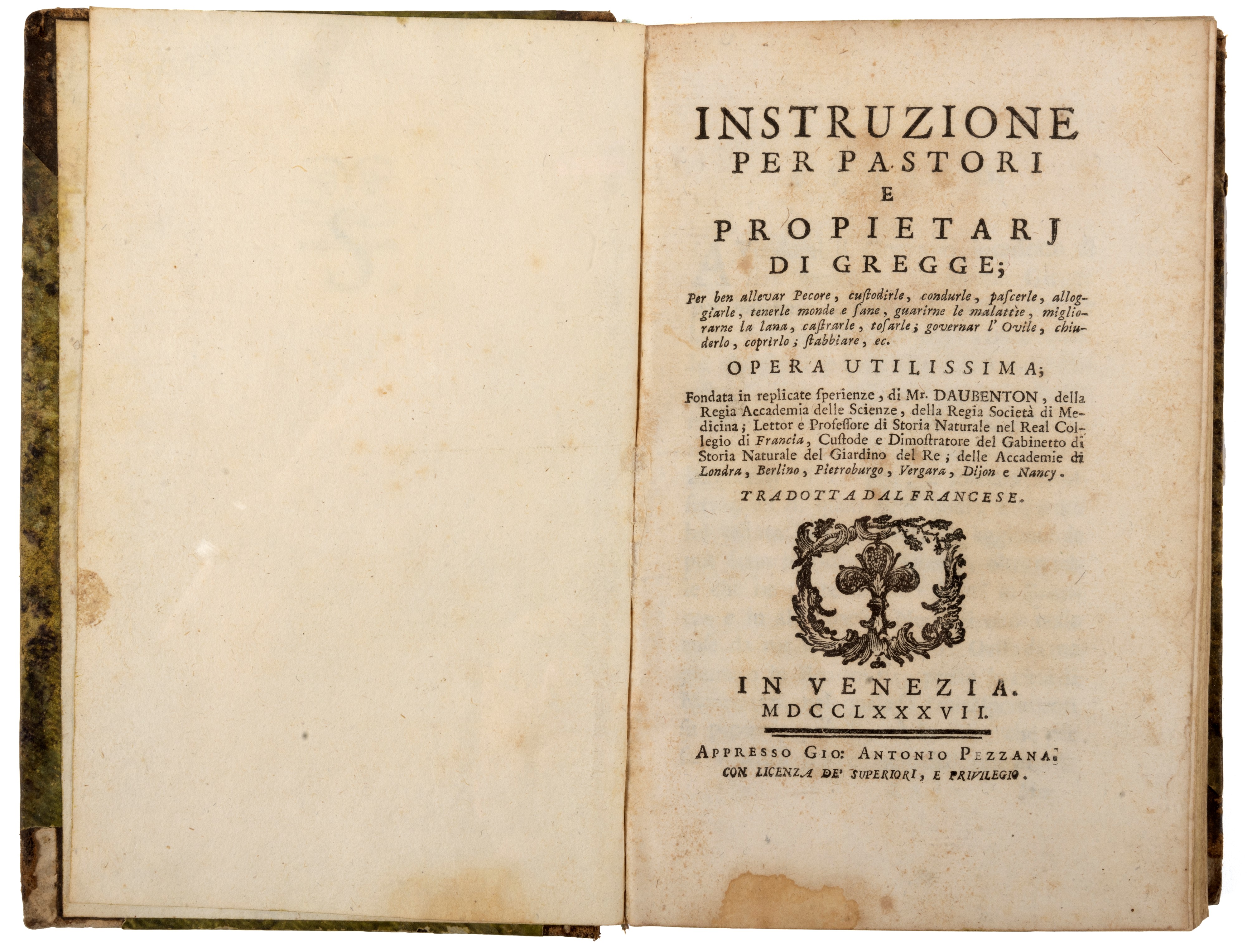Louis Jean Marie Daubenton - Instruzione per pastori e propietarj di gregge; per ben allevar peco...