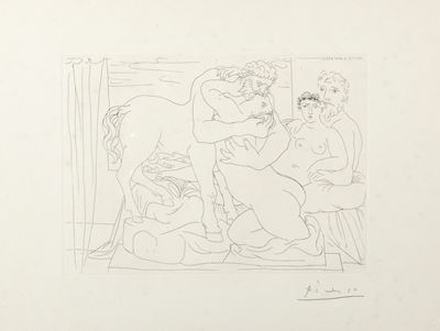 Sculpteur Et Son Modèle Avec un Groupe Sculpté Répresentant un Centaure Embrassant Une Femme, Sui...