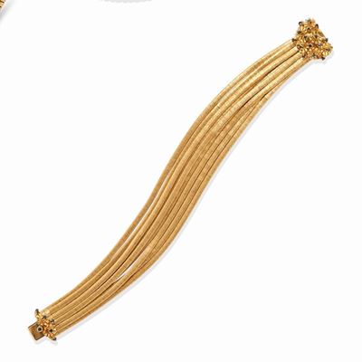 Bracciale in oro giallo 18k con zaffiri, circa 1960