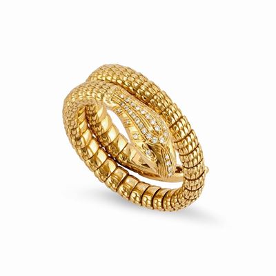 Bracciale serpente in oro giallo 18k con diamanti
