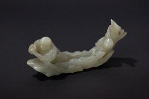 Scultura in giada celadon. Cina, metà secolo XIX