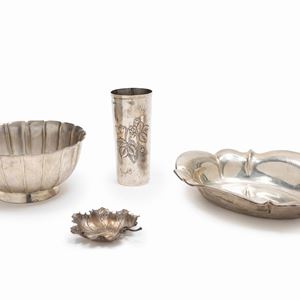 Four silver objects, Italy 20th Century, Gianmaria Buccellati, Bulgari, Brandimarte