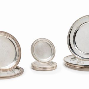 Fourteen silver plates, Italy, 20th Century