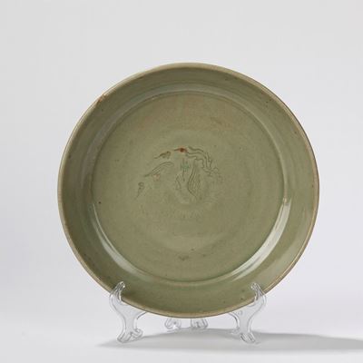 Piatto in porcellana celadon Longquan, Cina, fine dinastia Yuan/inizio dinastia Ming