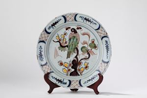 Delft manufacture 19th century, majolica plate with oriental decoration
