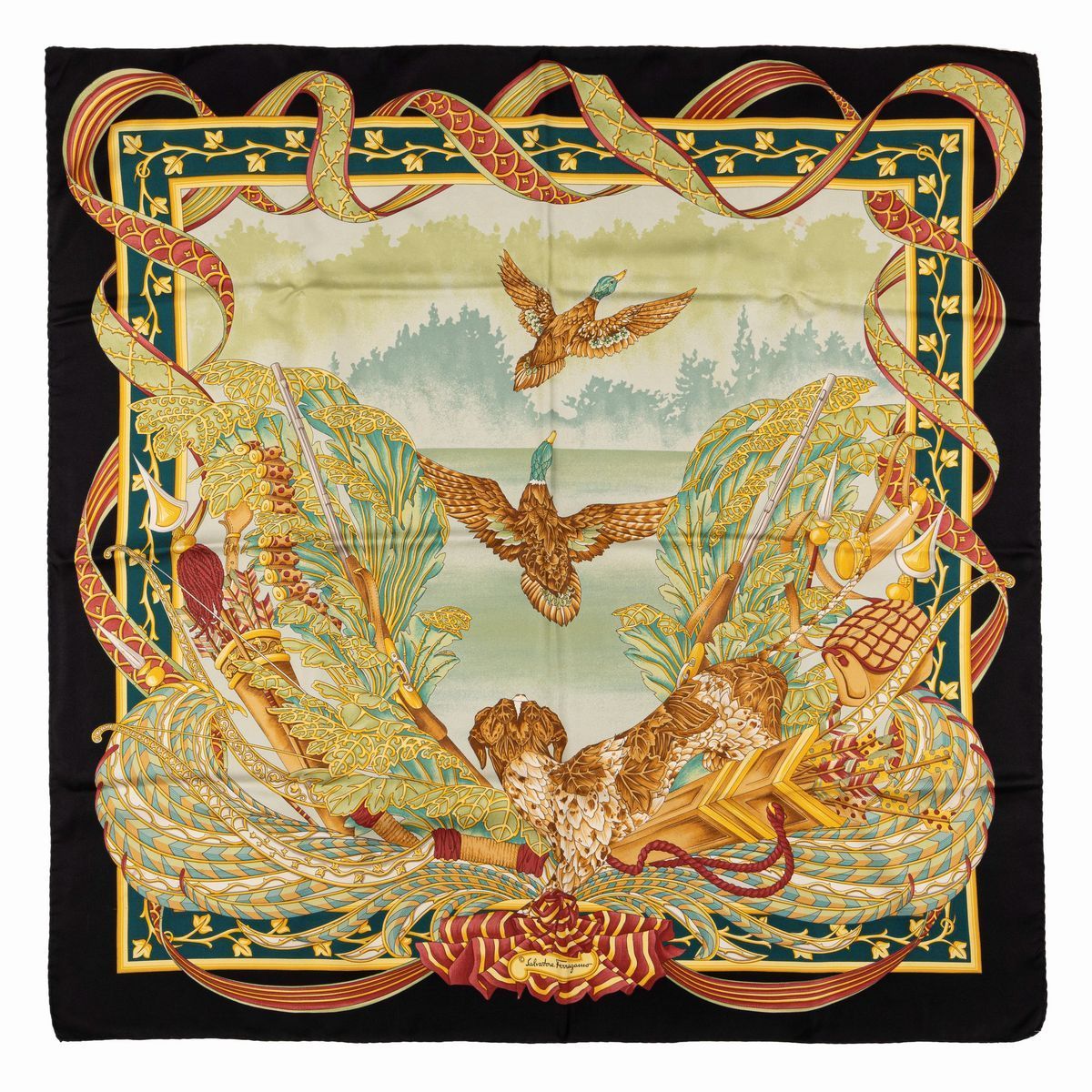 Salvatore Ferragamo - Lotto Composto da un Grand Foulard e Quattro Foulard