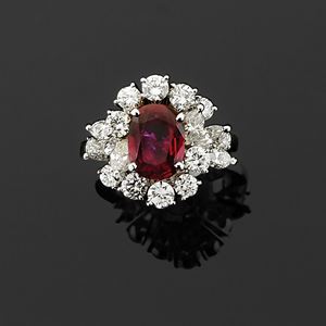  - Anello in diamanti e rubino, 1970 circa
