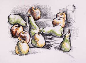 Natura morta con pere e mele