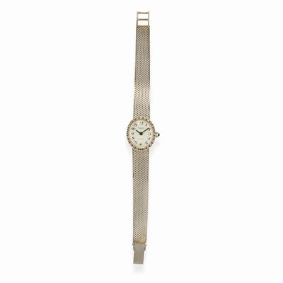 Orologio in oro bianco 18k con quadrante chiaro e diamanti