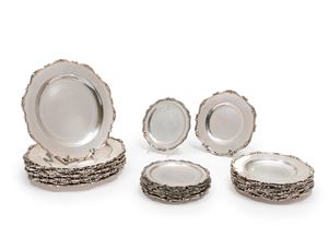 Thirty-six silver plates, Italy 20th Century