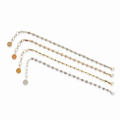 Quattro bracciali, oro 18k con pietre colorate cabochon