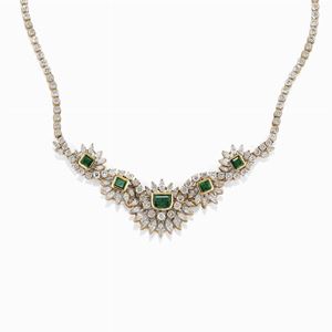 Collana in diamanti e smeraldi