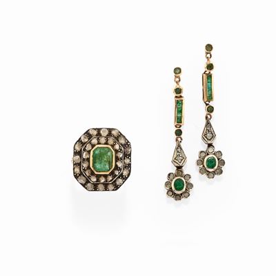 Orecchini ed Anello con Smeraldi