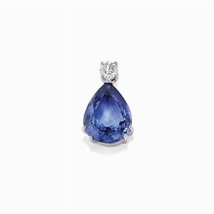 A 18K white gold, sapphire and diamond pendant