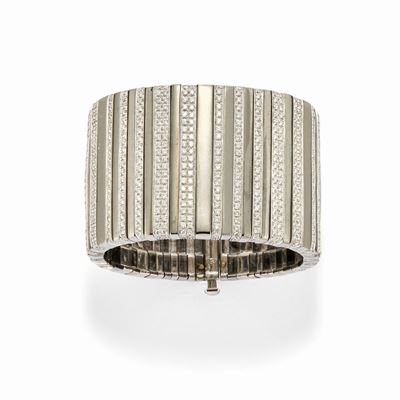 Bracciale rigido in oro bianco 18k con diamanti taglio brillante