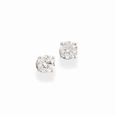 Orecchini in oro bianco 18k e platino con diamanti, ct 4,03