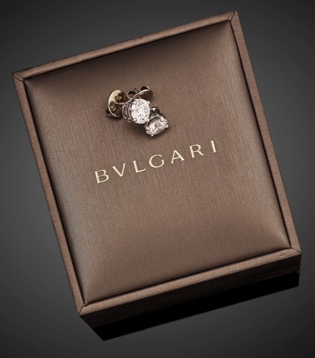 Bulgari - Orecchini in oro bianco 18k e platino con diamanti, ct 4,03