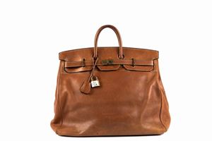 Brown leather Haut à Courroies travel bag