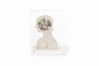 Profilo, collage su tavola sagomata, 1972