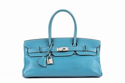 Borsa Birkin Shoulder, pelle taurillon clemence blu jeans, 2005