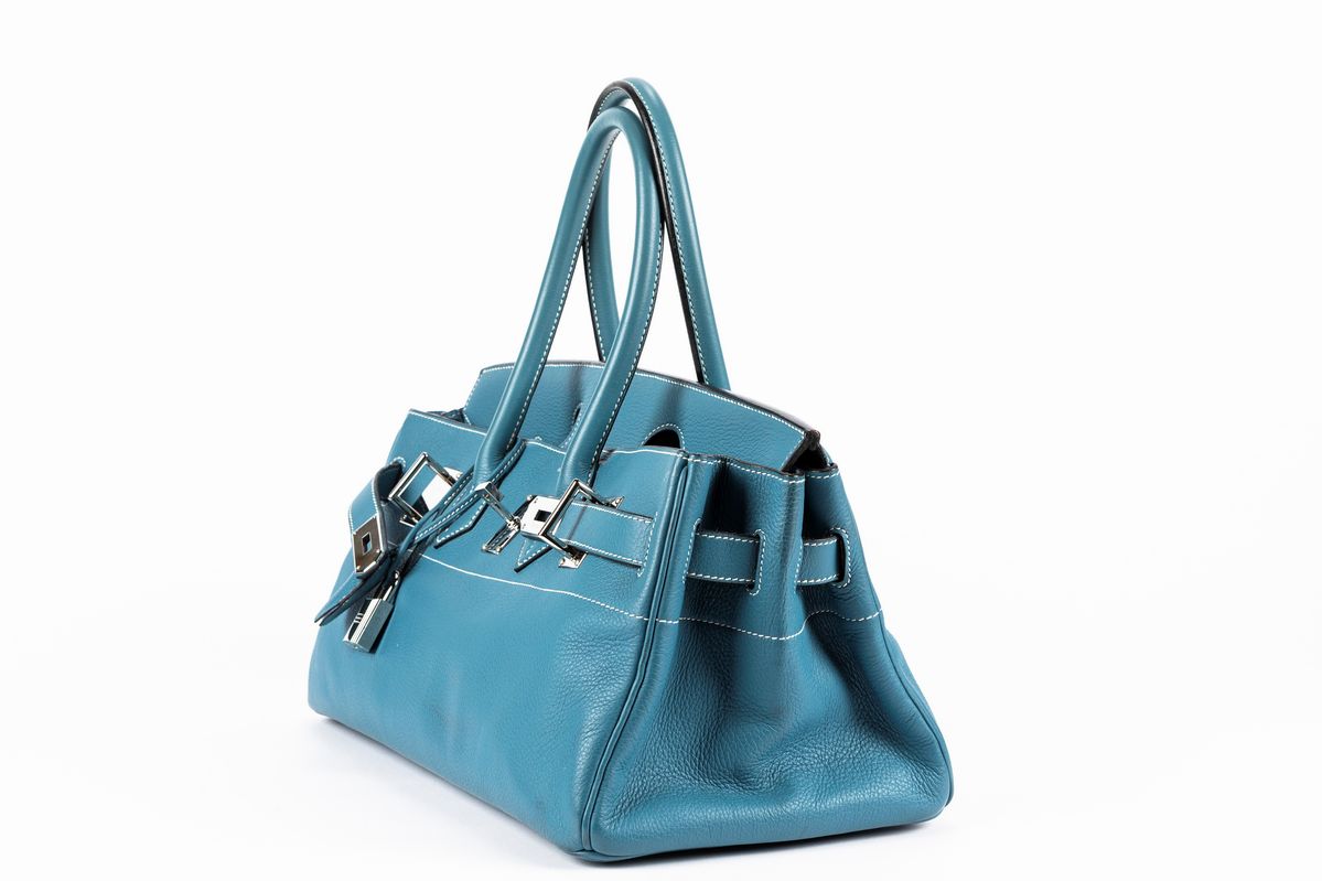 Hermès - Borsa Birkin Shoulder, pelle taurillon clemence blu jeans, 2005