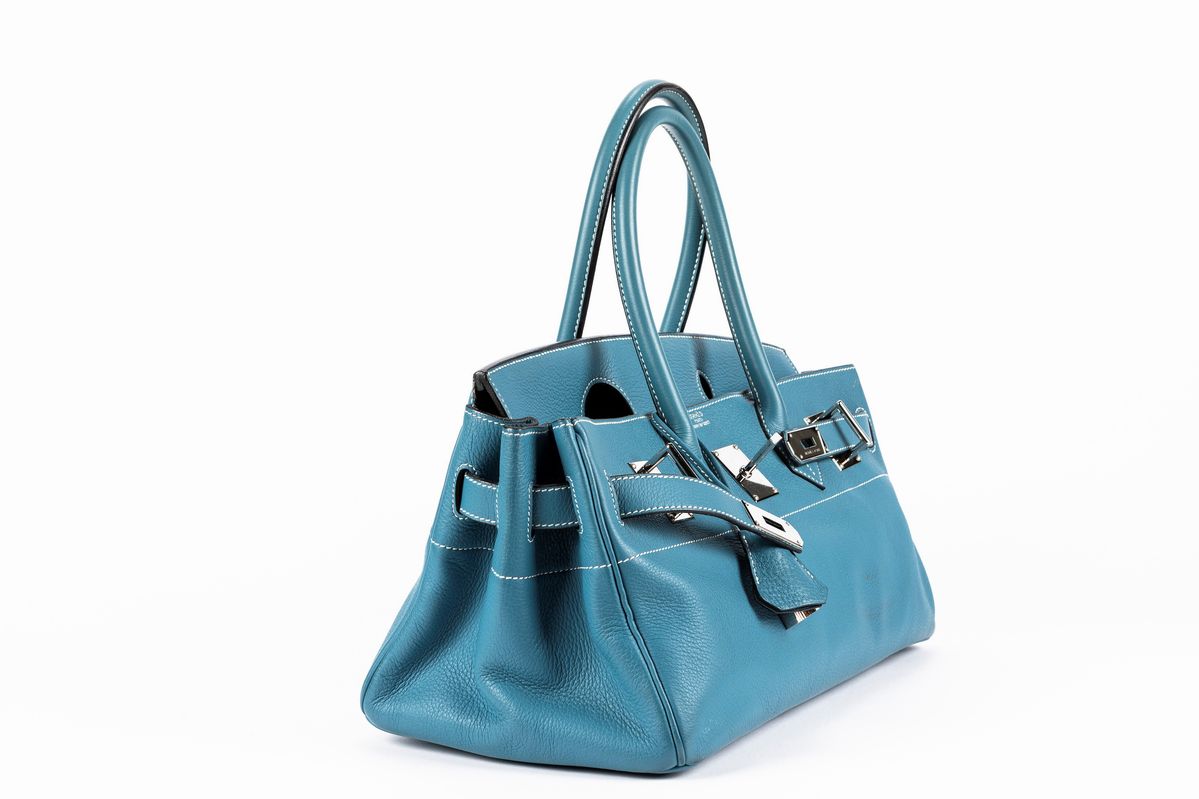 Hermès - Borsa Birkin Shoulder, pelle taurillon clemence blu jeans, 2005
