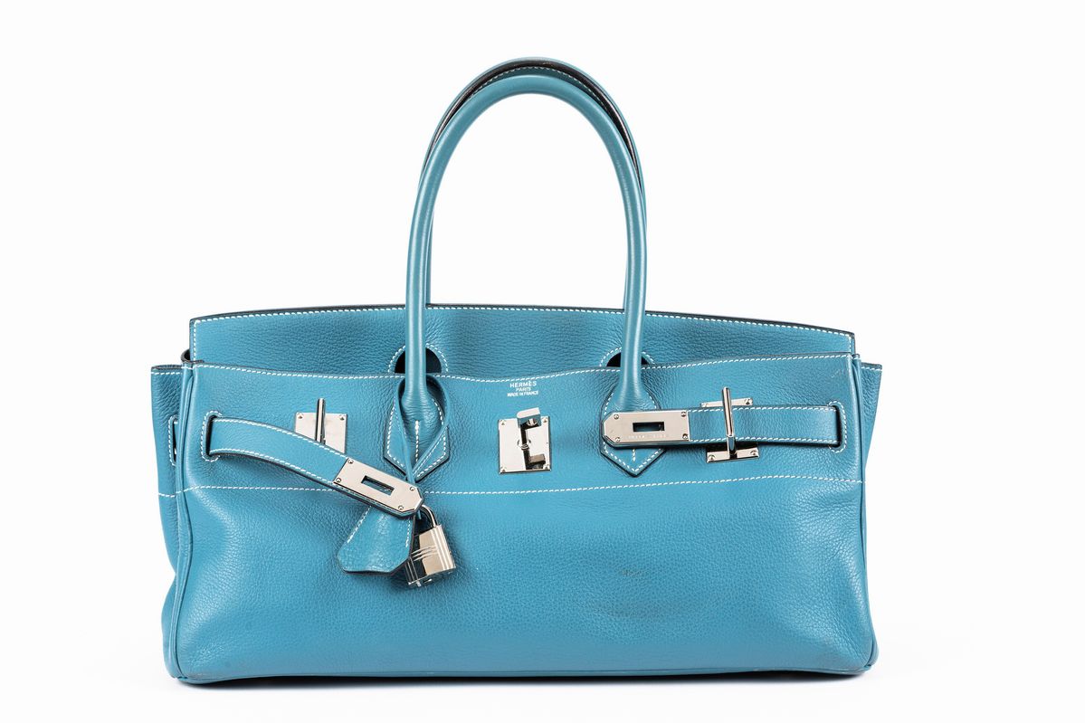 Hermès - Borsa Birkin Shoulder, pelle taurillon clemence blu jeans, 2005