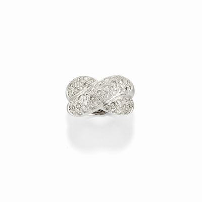 Anello in oro bianco 18k con diamanti taglio brillante, ct 1,30