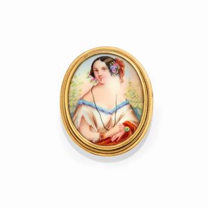 - Spilla con profilo femminile